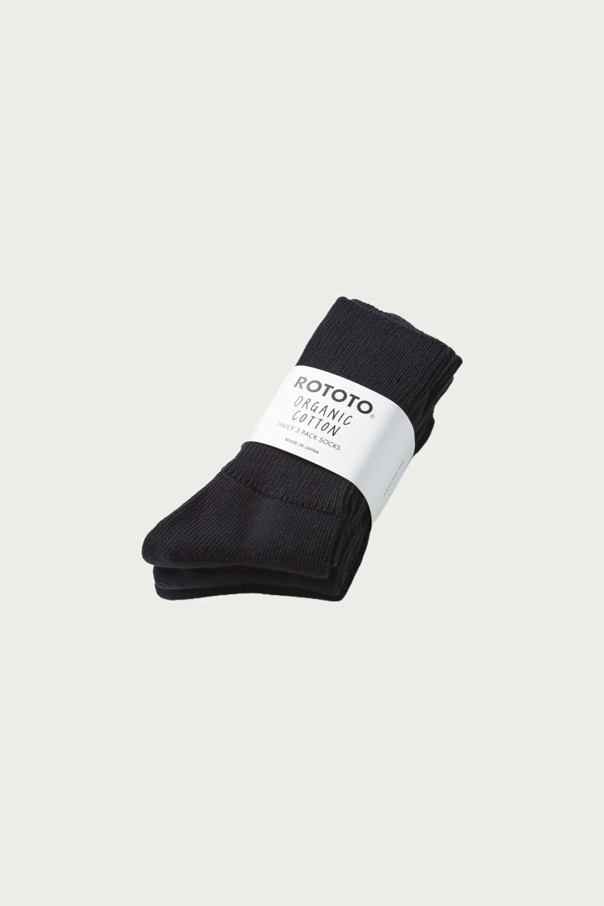 Rototo Organic Daily 3-Pack Ribbed Crew - Black< Accessories