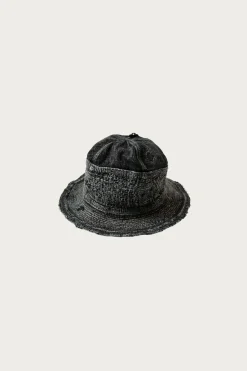 Kapital 11.5oz BLKxBLK Denim The Old Man And The Sea Hat (Crash Remake)< Accessories