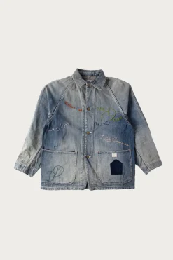 Kapital 12oz Denim CACTUS Coverall (Memorial Embroidery Model) - Indigo< Coats, Jackets, And Vests