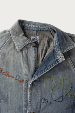 Kapital 12oz Denim CACTUS Coverall (Memorial Embroidery Model) - Indigo< Coats, Jackets, And Vests