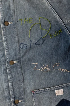 Kapital 12oz Denim CACTUS Coverall (Memorial Embroidery Model) - Indigo< Coats, Jackets, And Vests