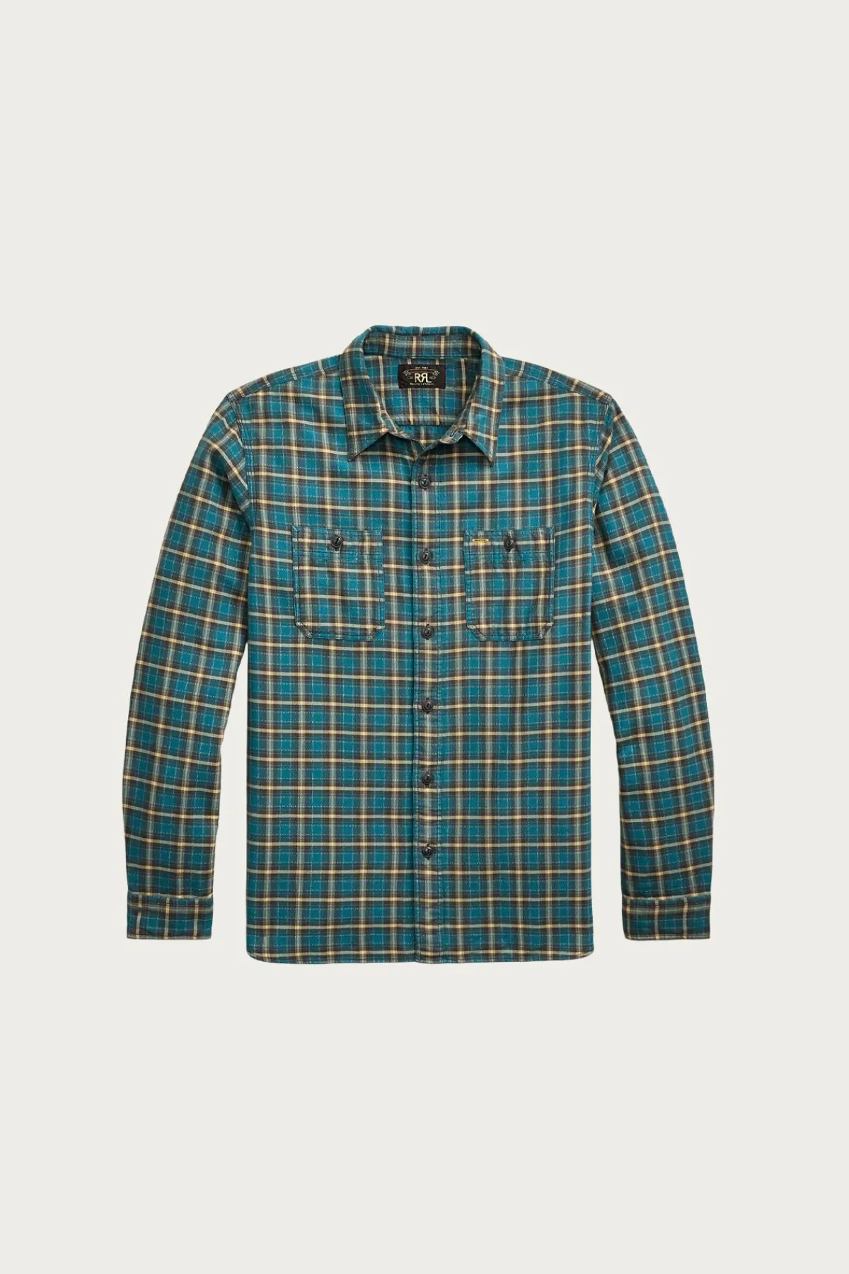 RRL Plaid Twill Workshirt - Teal/Multi< Shirts