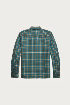 RRL Plaid Twill Workshirt - Teal/Multi< Shirts