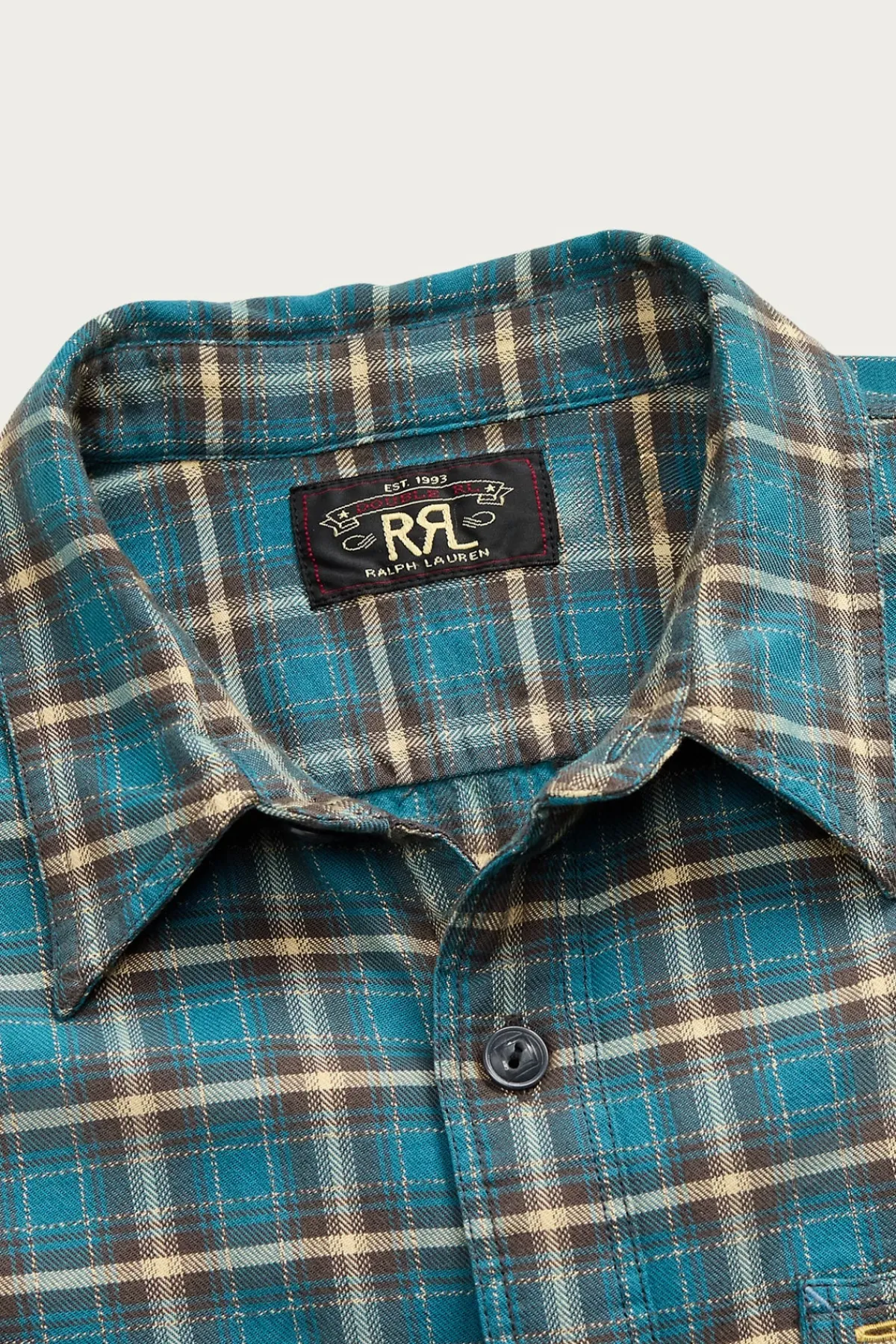 RRL Plaid Twill Workshirt - Teal/Multi< Shirts