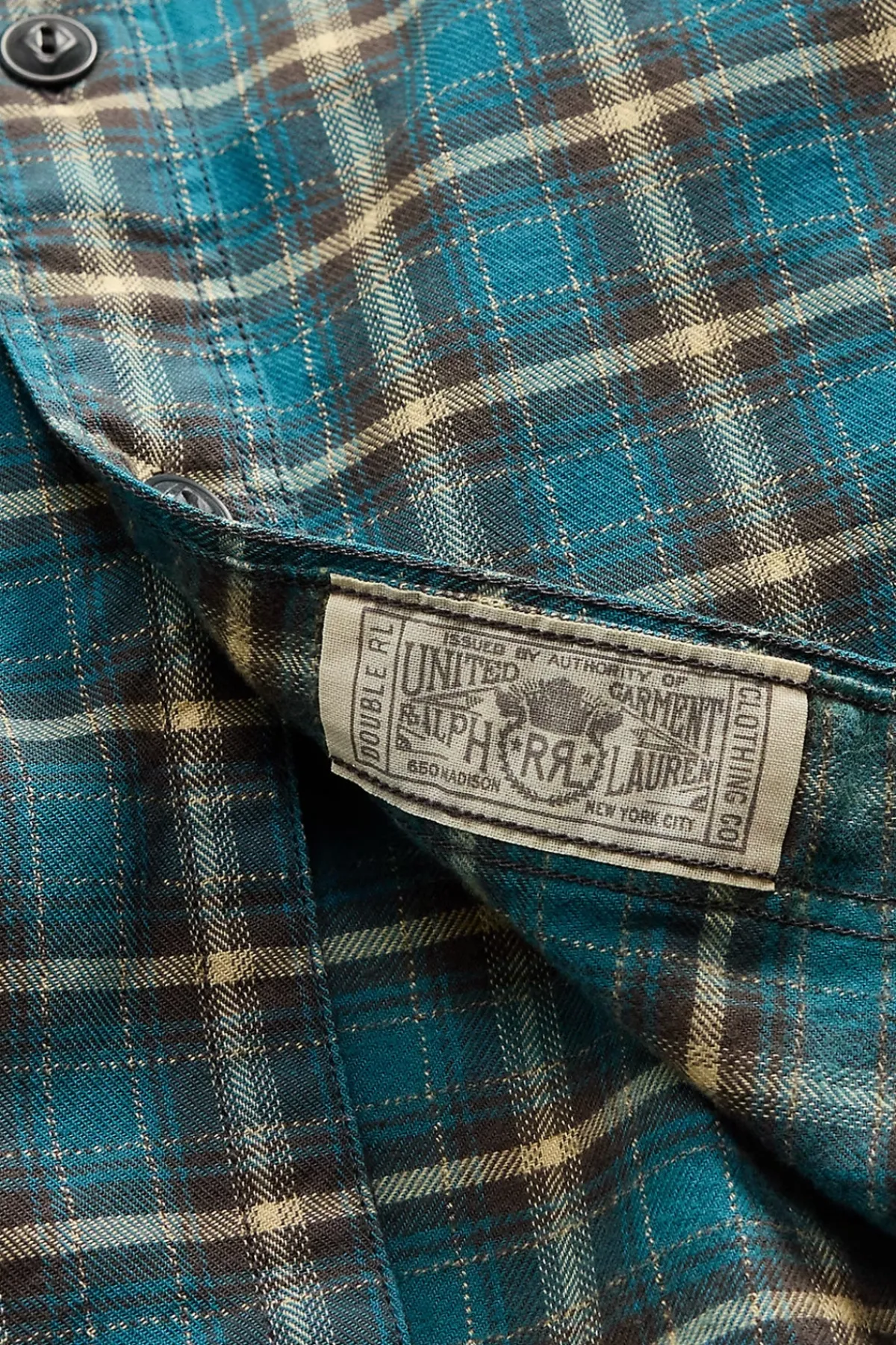 RRL Plaid Twill Workshirt - Teal/Multi< Shirts