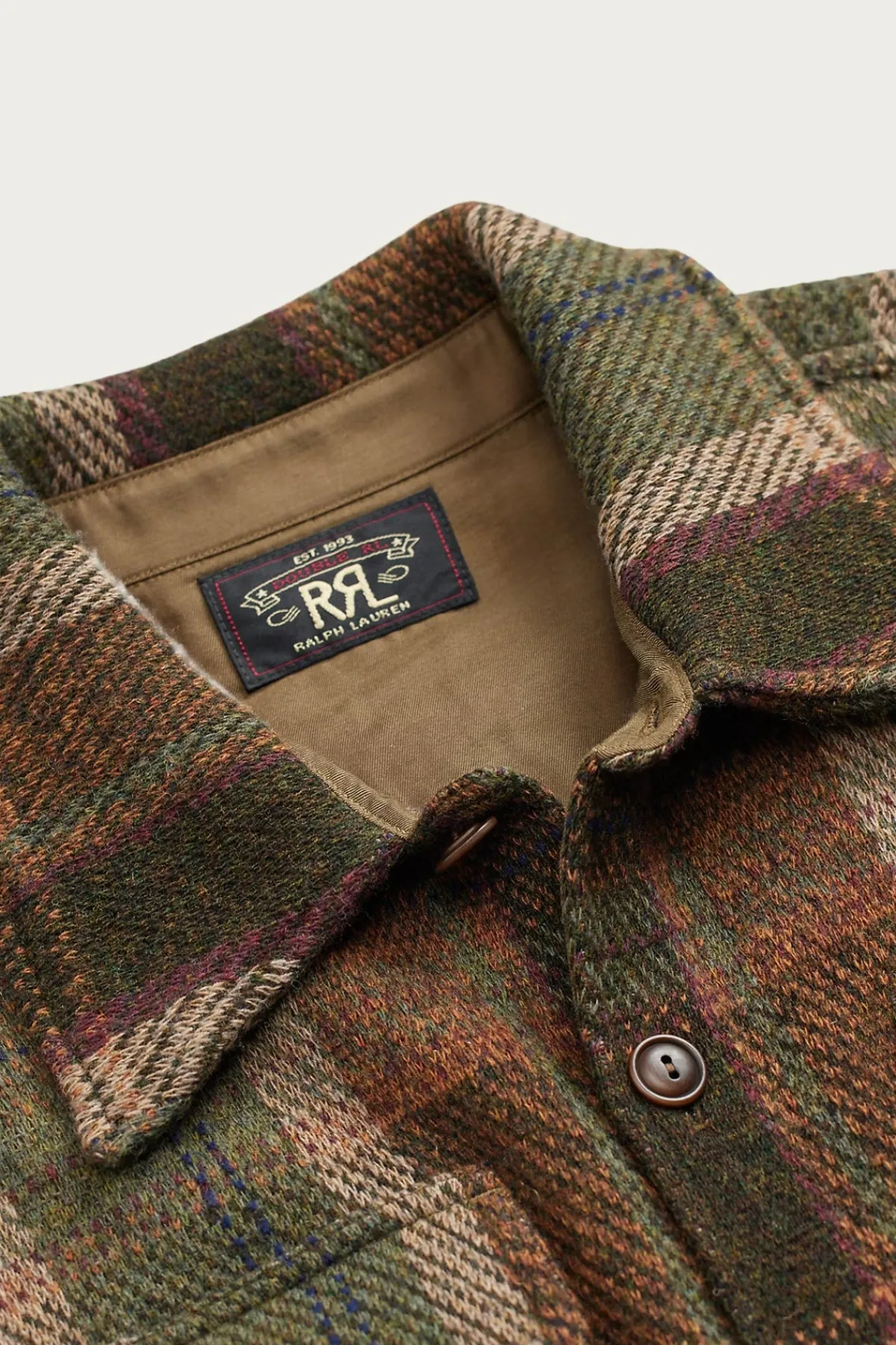 RRL Plaid Wool-Cashmere Workshirt Sweater - Olive Multi< Coats, Jackets, And Vests