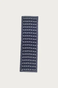 Kapital Rayon Fringe Stole (PECOS Paisley) - Navy< Accessories