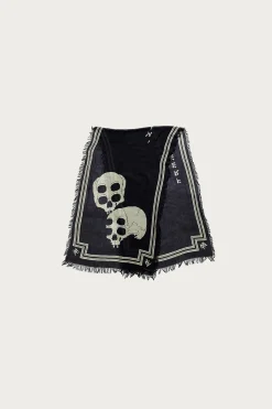 Kapital Rayon WABI SABI RAINSKULL Stole - Black< Accessories
