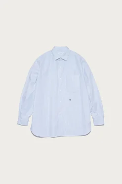 nanamica Regular Collar Stripe Wind Shirt - Sax< Shirts