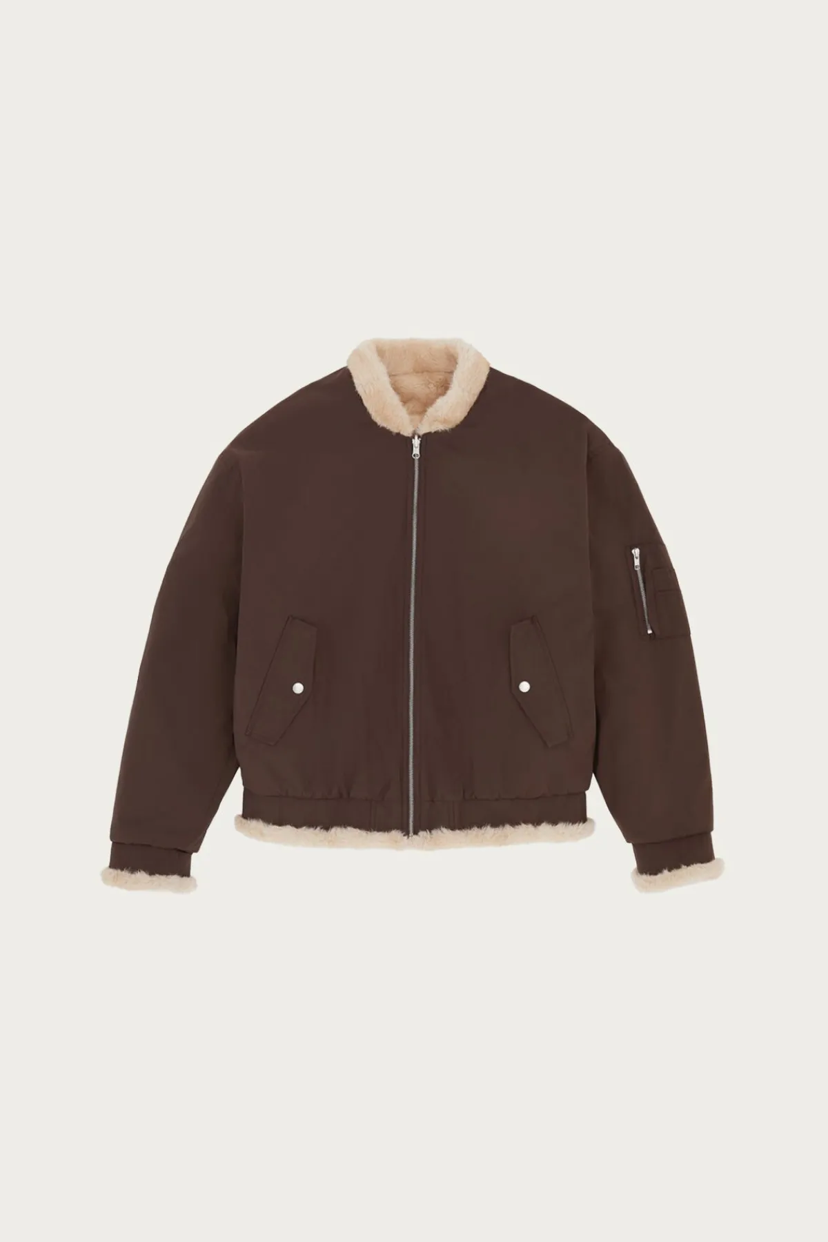 MM6 Maison Margiela Reversible Faux Fur Bomber Jacket - Brown/Tan< Coats, Jackets, And Vests