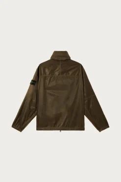 Stone Island Ripstop Light HT Nylon Jacket - Military Green< Coats, Jackets, And Vests