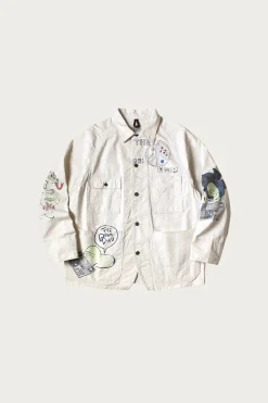 Kapital Rough-Face Twill CACTUS BEER JKT (Memorial Paint Model) - Natural< Coats, Jackets, And Vests