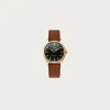 Kuoe Watches Royal Smith 90-006 - Black Dial/Gold Case/Brown Leather Strap< Accessories