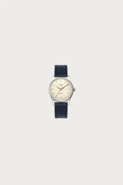Kuoe Watches Royal Smith 90-006 - Ivory Face/Silver Case/Navy Leather Strap< Accessories