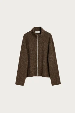 Our Legacy Shrunken Full Zip Polo - Brown Sparse Buckle Weave< Coats, Jackets, And Vests