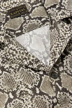 Kapital Silk Rayon Python WRANGLE Collar Aloha - Grey< Shirts