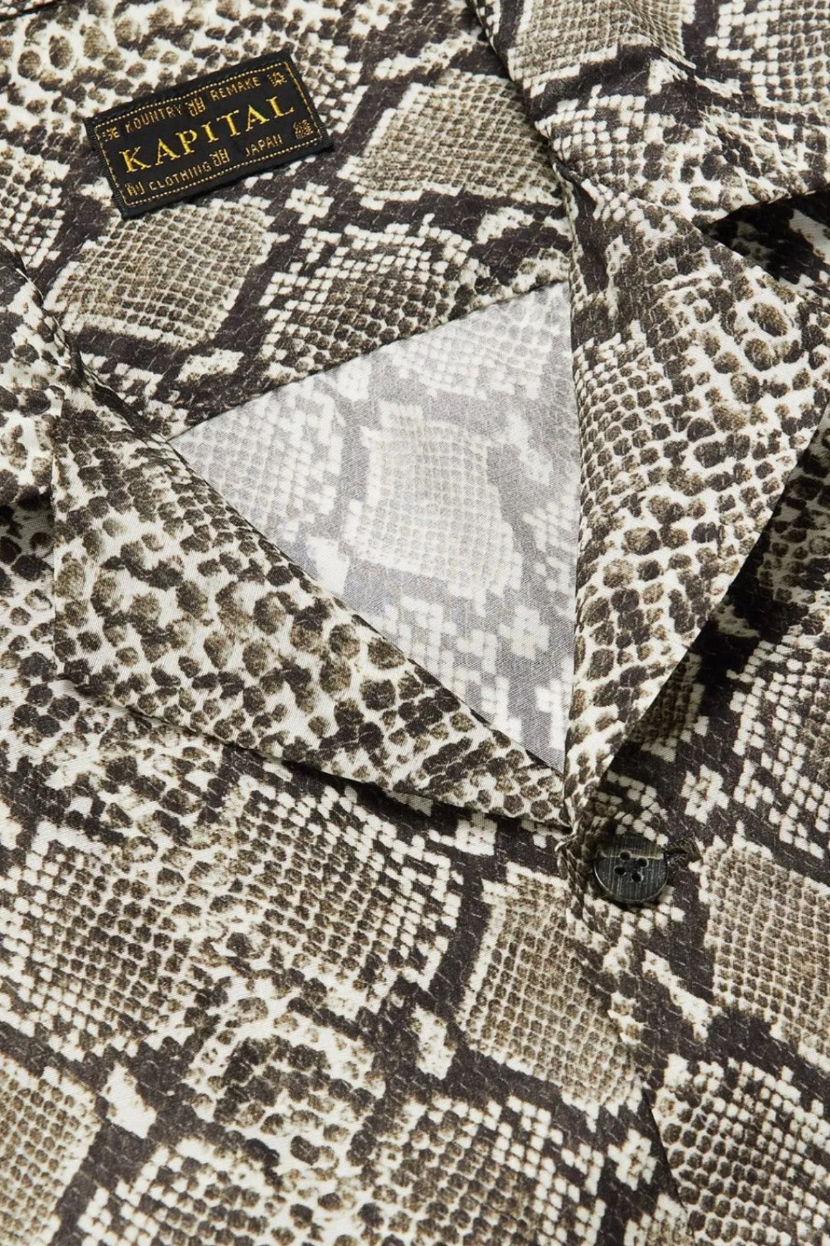 Kapital Silk Rayon Python WRANGLE Collar Aloha - Grey< Shirts