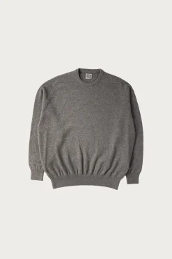 orSlow Simple Crew Neck Sweater Crafted in Japan - Light Grey< Sweaters