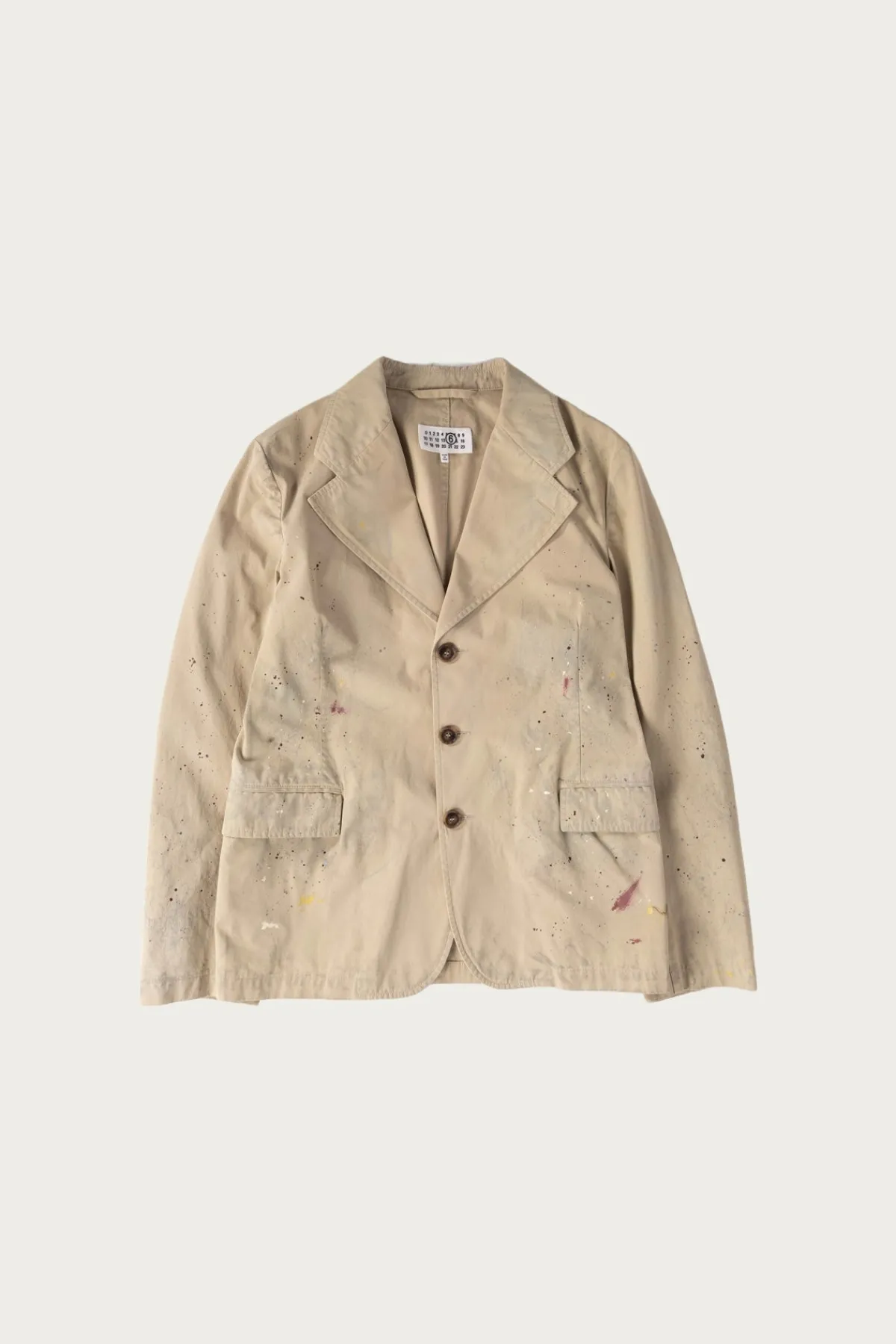 MM6 Maison Margiela Single Breasted Paint Splatter Jacket - Sand Beige< Coats, Jackets, And Vests