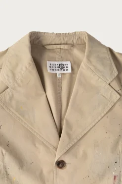 MM6 Maison Margiela Single Breasted Paint Splatter Jacket - Sand Beige< Coats, Jackets, And Vests