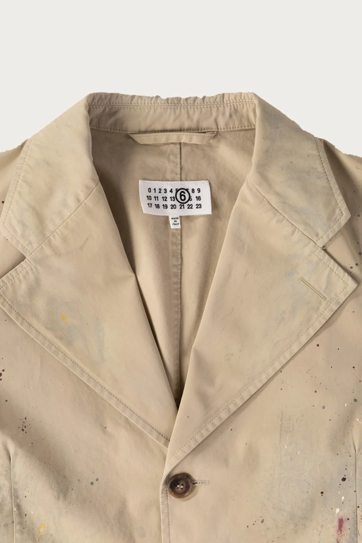 MM6 Maison Margiela Single Breasted Paint Splatter Jacket - Sand Beige< Coats, Jackets, And Vests