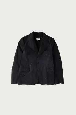 MM6 Maison Margiela Single Breasted Paint Splatter Jacket - Black< Coats, Jackets, And Vests
