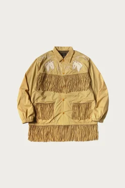 Kapital Stretch Nylon Fringed Coach JKT - Mustard< Coats, Jackets, And Vests