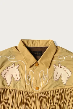 Kapital Stretch Nylon Fringed Coach JKT - Mustard< Coats, Jackets, And Vests