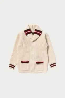 The Real McCoys Striped Shawl Collar Cardigan - Ecru< Sweaters