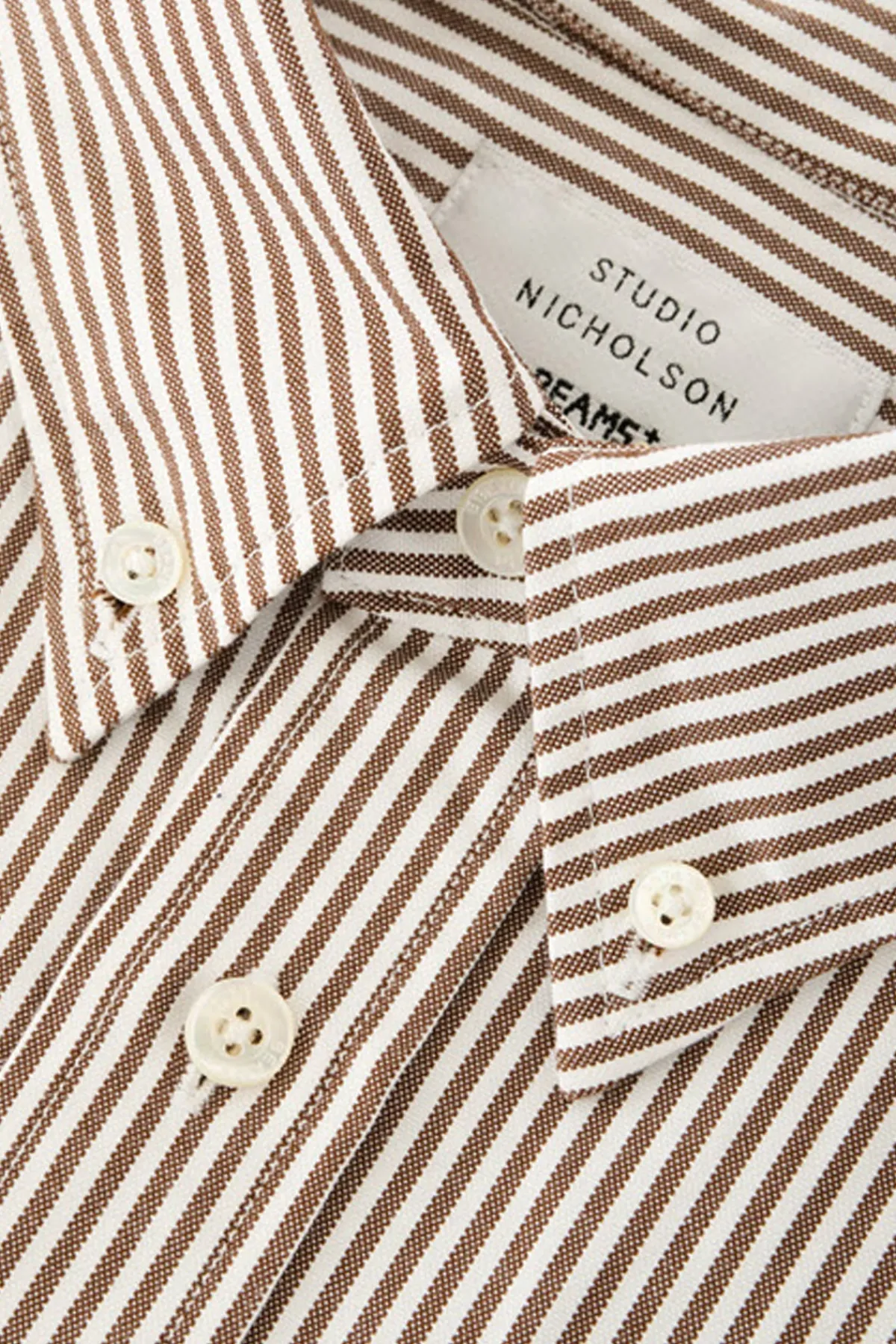 Beams Plus Studio Nicholson x Beams+ Lisa Oxford Shirt - Brown/White Stripe< Shirts