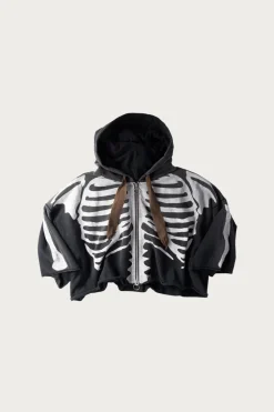 Kapital SWT Knit DEVIL Hoodie Blouson (BONE) - Black< Tees And Sweats