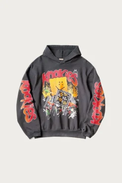 Kapital SWT Knit Hoodie (BUSTER PECKISH RAINBOWY) - Ink Black< Sweaters