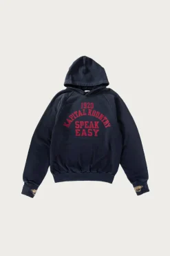 Kapital SWT Knit Raglan Hoodie (SPEAKEASY College) - Navy< Tees And Sweats