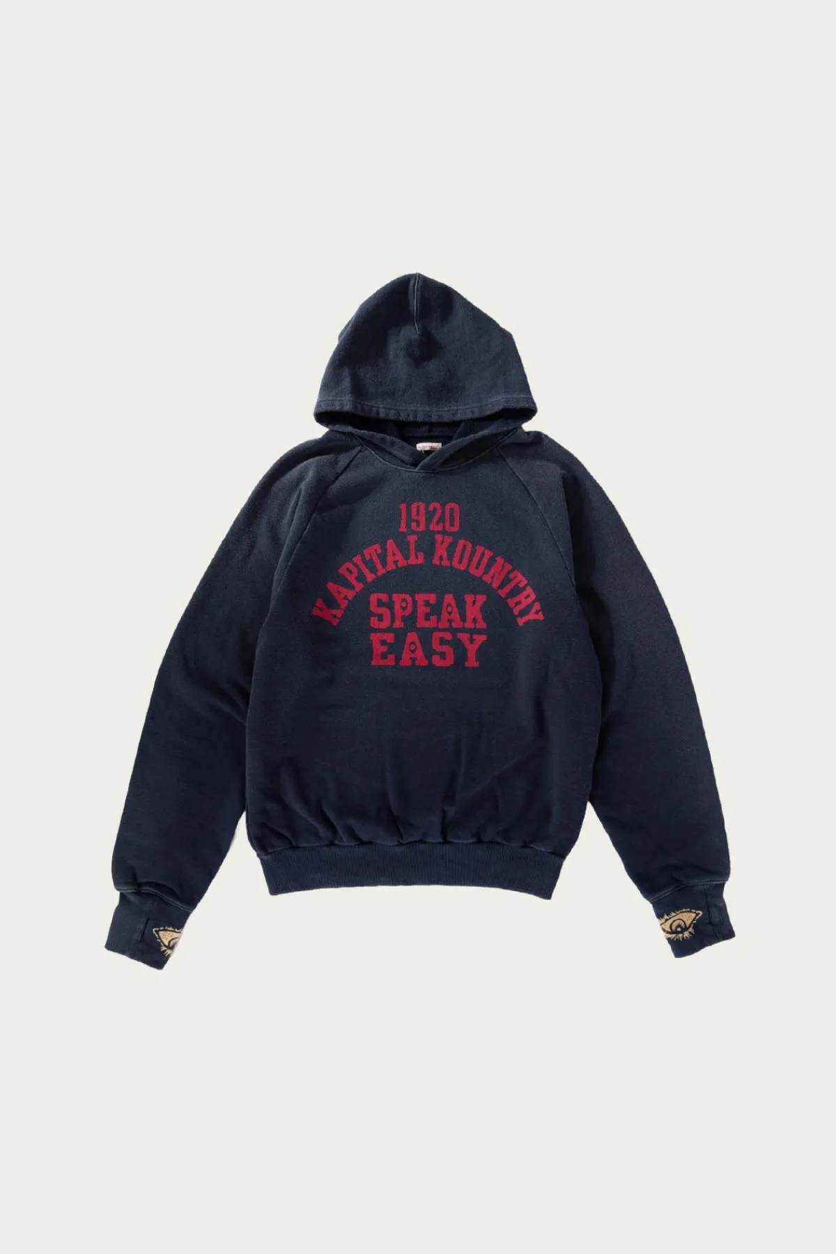 Kapital SWT Knit Raglan Hoodie (SPEAKEASY College) - Navy< Tees And Sweats