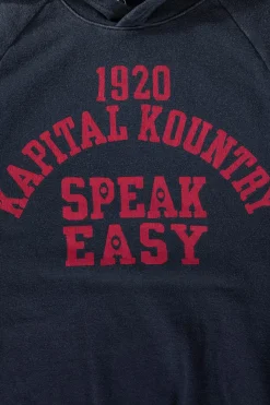 Kapital SWT Knit Raglan Hoodie (SPEAKEASY College) - Navy< Tees And Sweats
