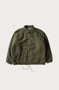 orSlow Vintage Washed Coach Jacket w/ Fleece Lining - Dark Olive< Coats, Jackets, And Vests