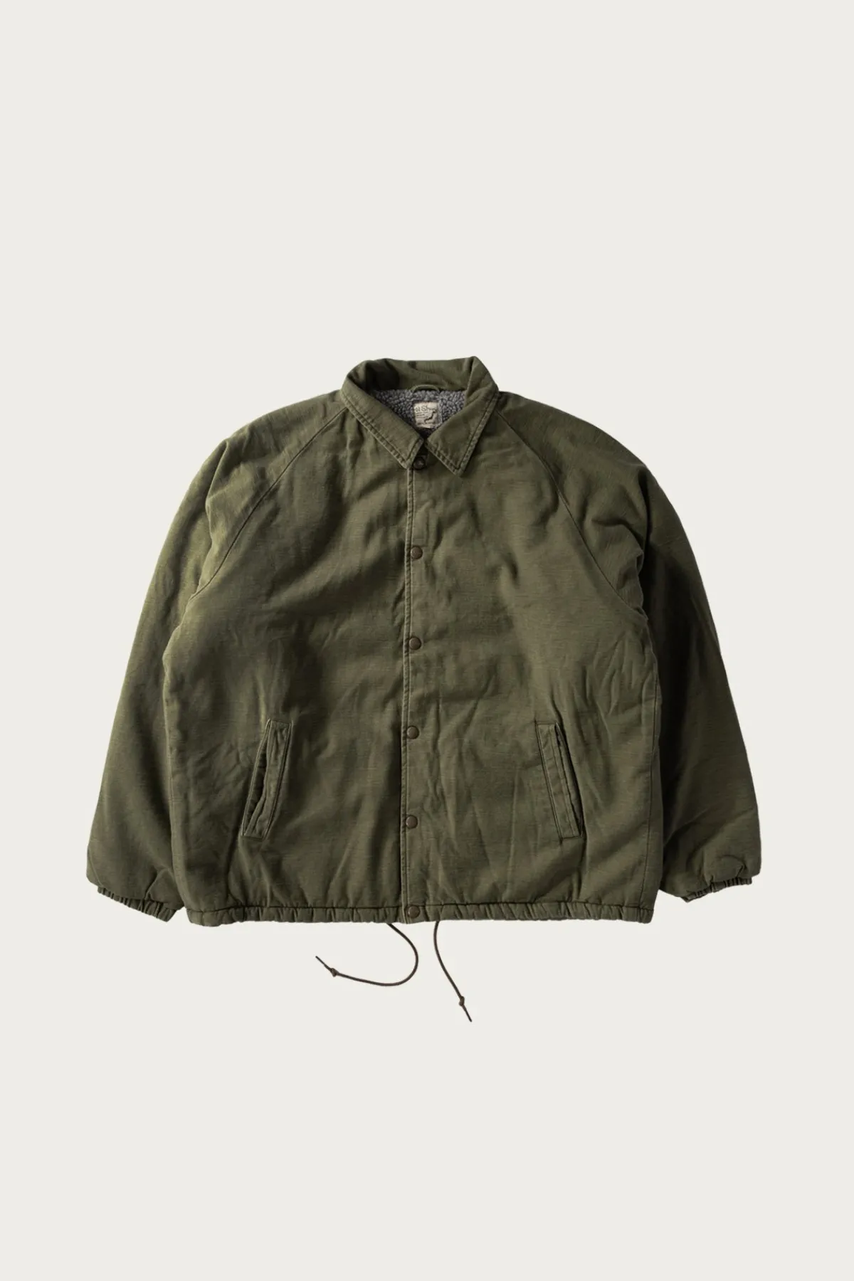 orSlow Vintage Washed Coach Jacket w/ Fleece Lining - Dark Olive< Coats, Jackets, And Vests