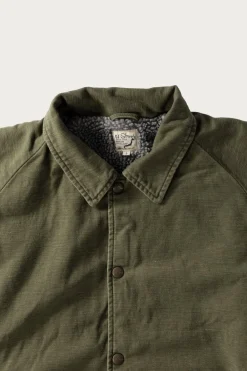 orSlow Vintage Washed Coach Jacket w/ Fleece Lining - Dark Olive< Coats, Jackets, And Vests