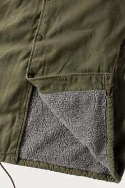 orSlow Vintage Washed Coach Jacket w/ Fleece Lining - Dark Olive< Coats, Jackets, And Vests