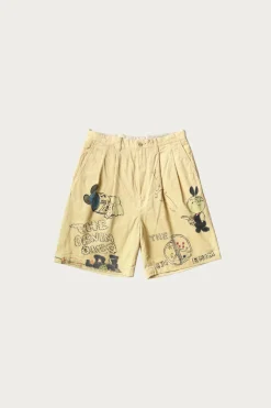 Kapital 14W Corduroy IVY Short Pants (Memorial Paint Model) - Light Yellow< Shorts