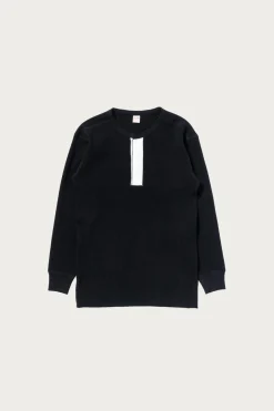 The Real McCoys Waffle Thermal Henley Undershirt L/S - Black< Tees And Sweats