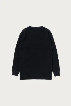 The Real McCoys Waffle Thermal Henley Undershirt L/S - Black< Tees And Sweats