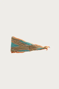 Kapital WASHER Crinkle Silk Neckerchief (PECOS Stripe) - Turquoise< Accessories