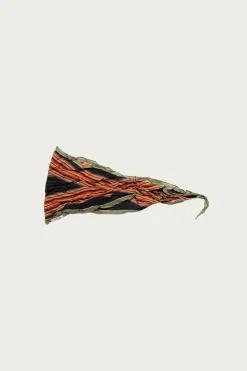 Kapital WASHER Crinkle Silk Neckerchief (PECOS Stripe) - Black< Accessories