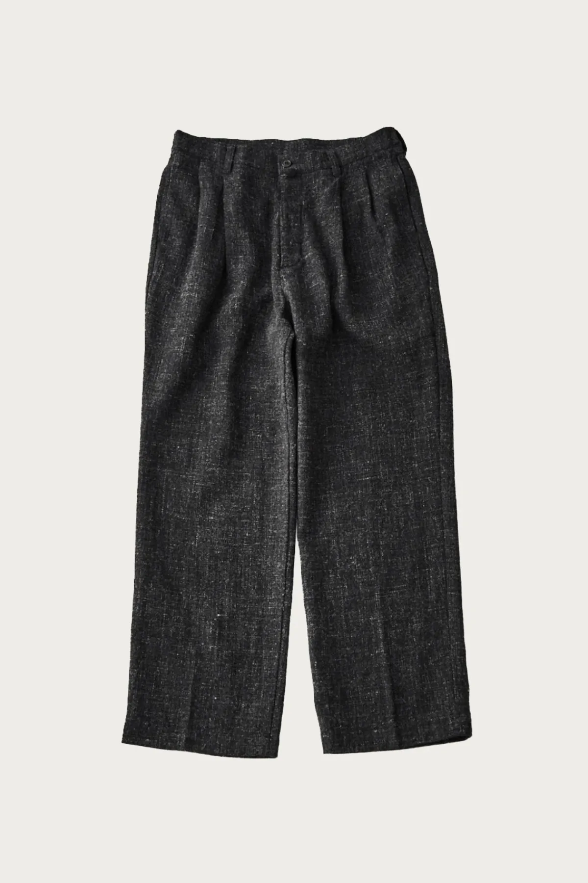 CONFECT Wool Cotton Linen Melange Tweed Trousers - Black< Pants