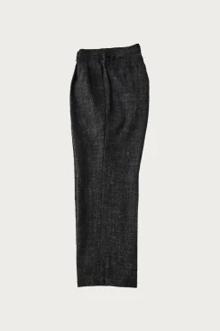 CONFECT Wool Cotton Linen Melange Tweed Trousers - Black< Pants