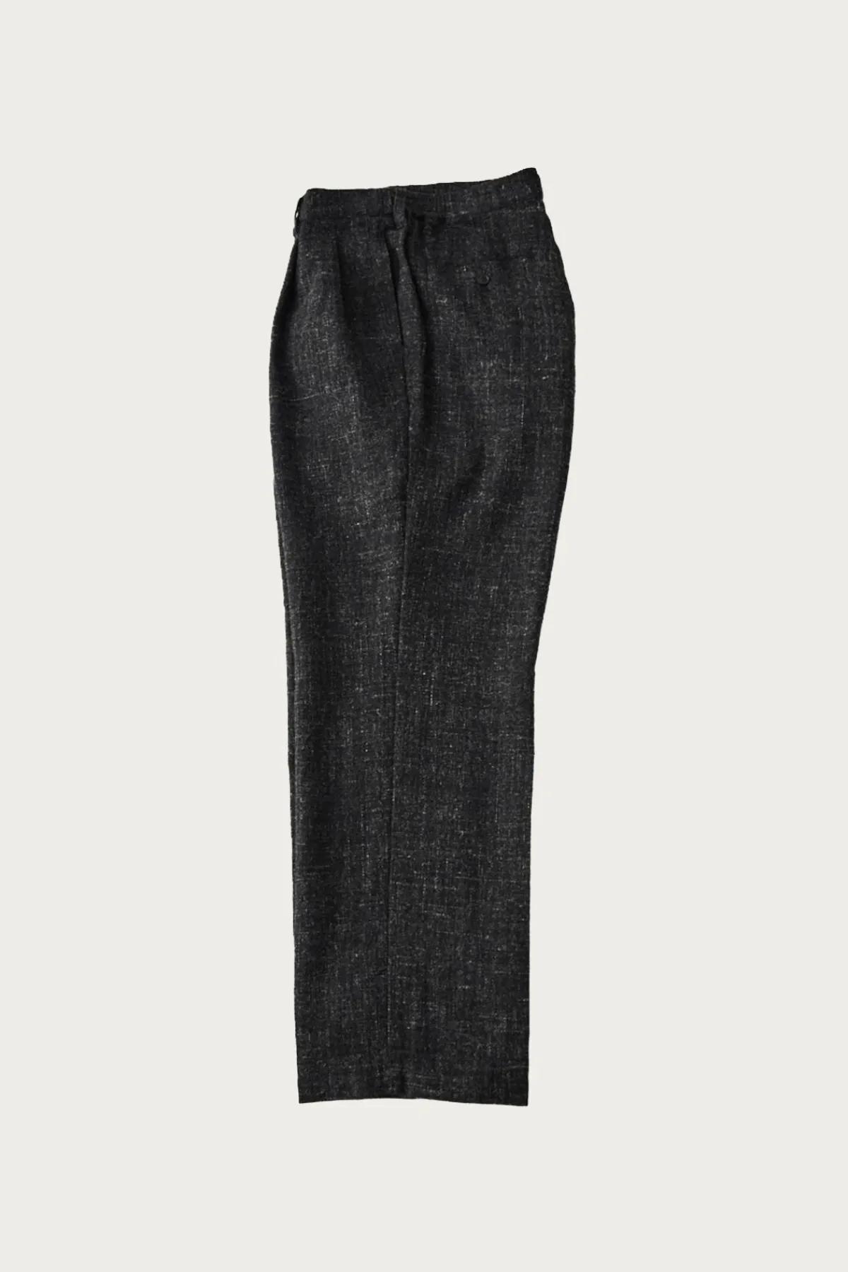 CONFECT Wool Cotton Linen Melange Tweed Trousers - Black< Pants
