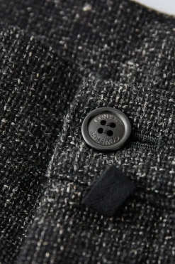CONFECT Wool Cotton Linen Melange Tweed Trousers - Black< Pants
