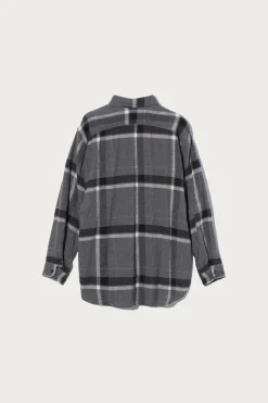 Engineered Garments Work Shirt - Grey/Black Cotton Brushed Big Plaid< Shirts