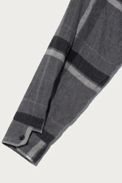 Engineered Garments Work Shirt - Grey/Black Cotton Brushed Big Plaid< Shirts